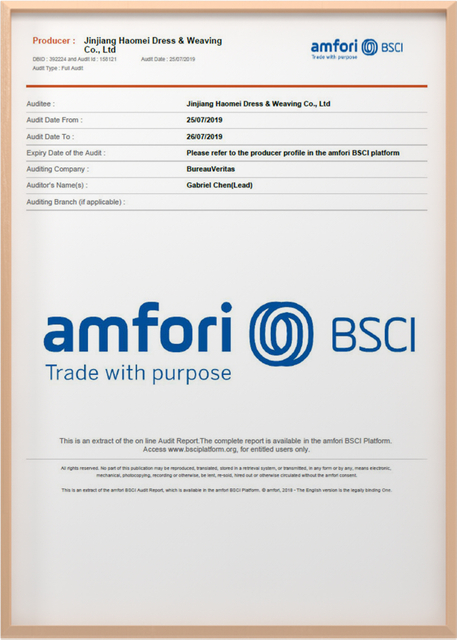 Certificato amfori BSCI