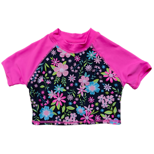 Zweiteiliges Rashguard-Set mit lebendigem Blumenmuster von OEM f&uuml;r M&auml;dchen