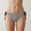 Partea de jos de bikini cu cravată laterală pentru damă, nautic, cu dungi negre