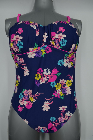 OEM-laivaston sininen kukkainen yksiosainen uimapuku, jossa on yksityiskohdat (JMC41028)