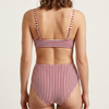 OEM-bikinis&aelig;t med h&oslash;j talje, r&oslash;d og hvid Nautical Stripe til kvinder