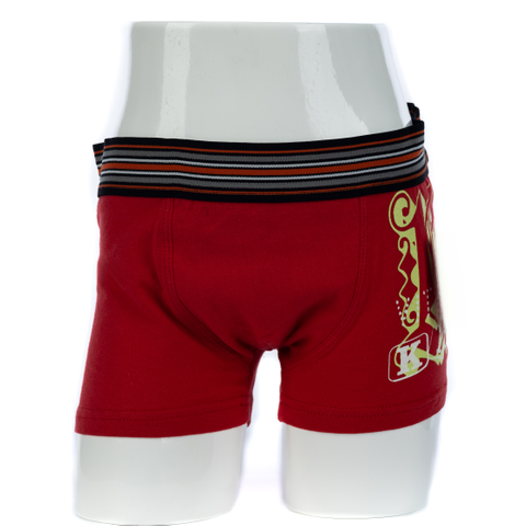  Udobna bombažna rdeča boksarica s potiskom za fante (JMC31011)